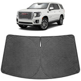Proadsy front view showing custom-fit sunshade protecting windshield