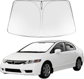 Proadsy front view installed on a Civic showing full windshield coverage and sun reflection