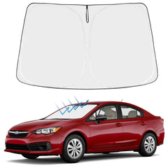 Proadsy front view on Impreza windshield shows full coverage and improved glare protection