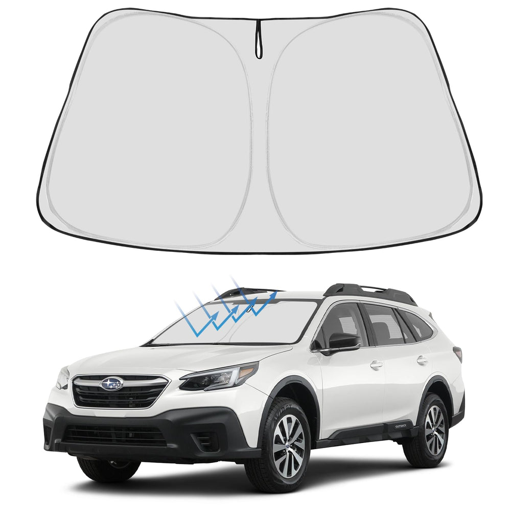 Proadsy front installed on Outback windshield showing full coverage and sun reduction
