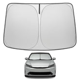 Proadsy front view of custom-fit Prius shade shows full windshield coverage benefit