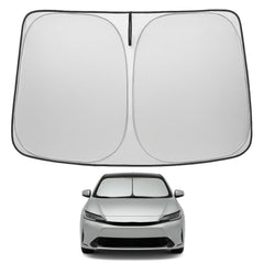 Proadsy front view of custom-fit Prius shade shows full windshield coverage benefit