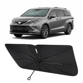 Proadsy shade front installed on Toyota Sienna showing full windshield coverage and sun protection