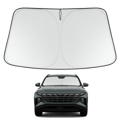 Proadsy front view showing custom-shaped Tucson windshield coverage and neat fit