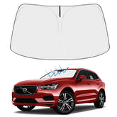 Proadsy front view of custom XC60 shade showing full windshield coverage and protection