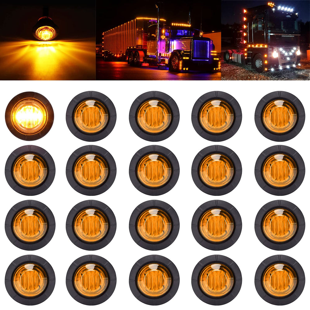 PSEQT front view of 20 amber marker lights showing compact pack and benefit of full set