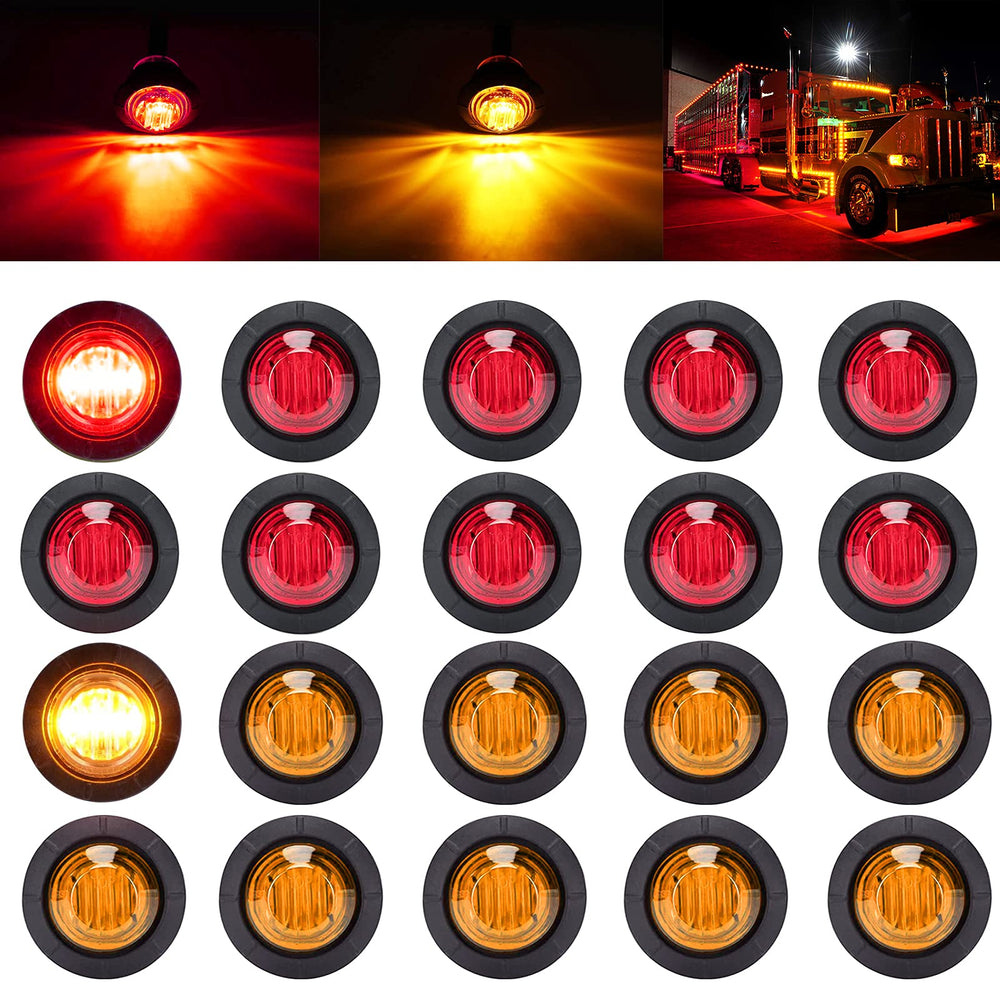 PSEQT front view of 20-piece marker light set showing compact kit and color mix for easy selection