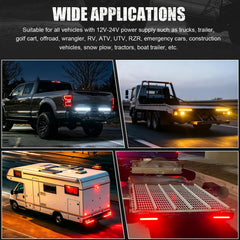 PSEQT light bars mounted on trailer at night enhancing visibility and signaling benefit