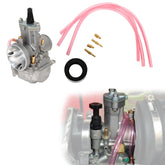 PSLER 28mm carburetor front view showing flange and intake, clear fitment benefit