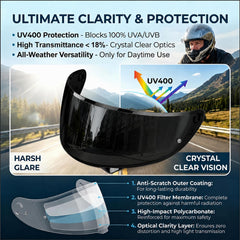 PSLER visor mounted on helmet in outdoor ride setting for glare reduction