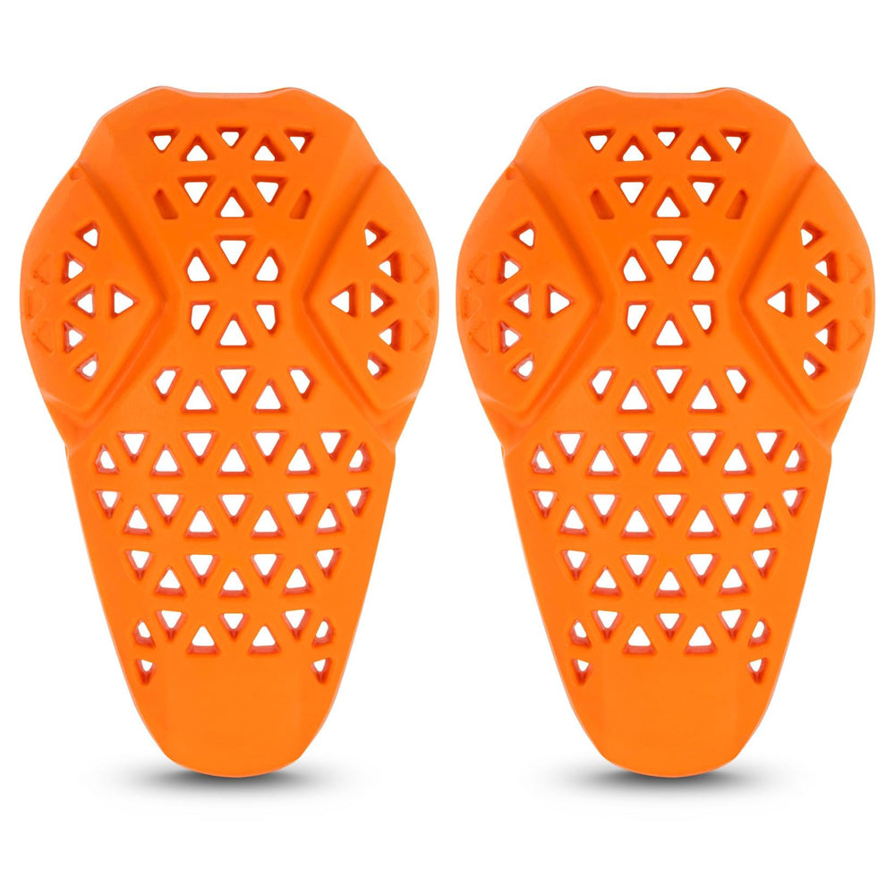 PSLER knee armor front view showing coverage and secure fit benefit