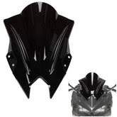 PSLER windshield front view showing black finish and improved wind protection