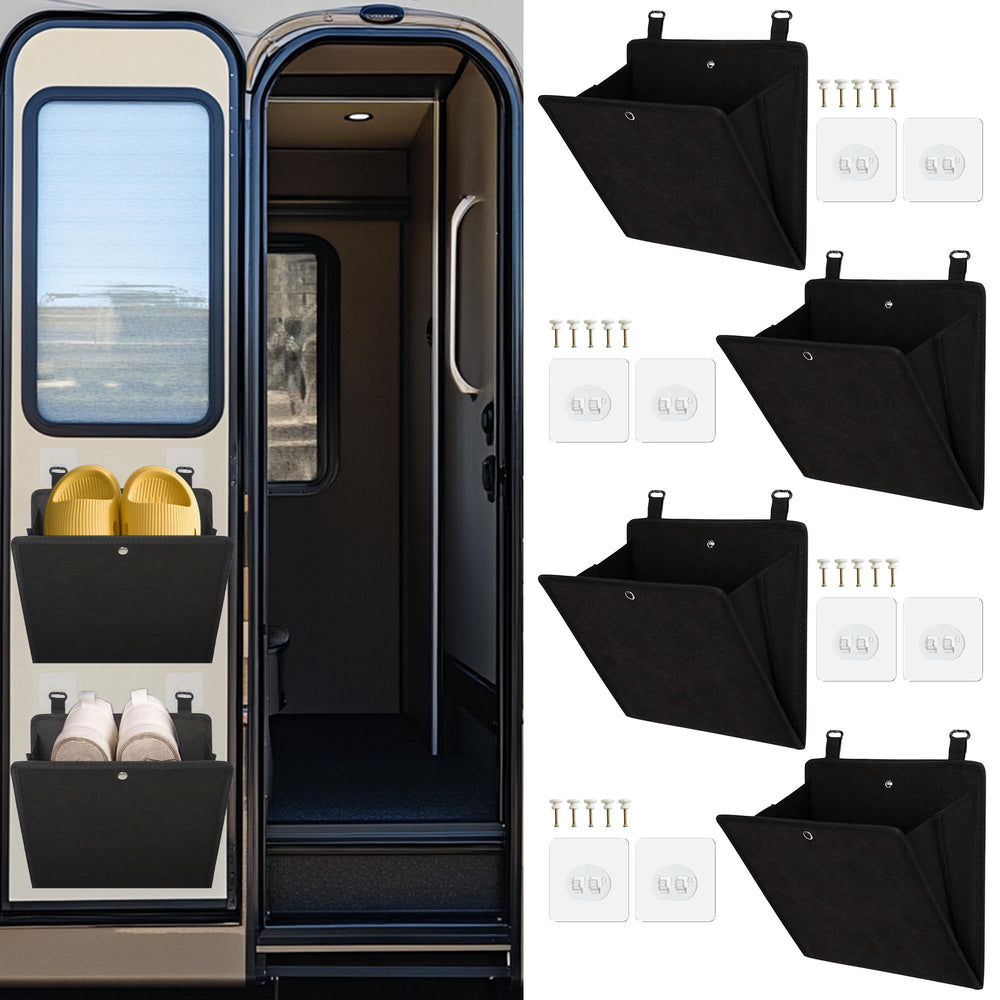 PUGPIU front view of wall-mounted shoe rack showing neat vertical storage benefit