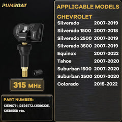 PUMBOAT TPMS side profile detail highlighting compact OE-style fit