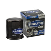 Purolator PurolatorBOSS front view showing compact spin‑on design and durable casing benefit