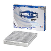 Purolator cabin air filter front packaging showing model C35667C and benefits