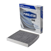 Purolator cabin filter front packaging showing model and benefits