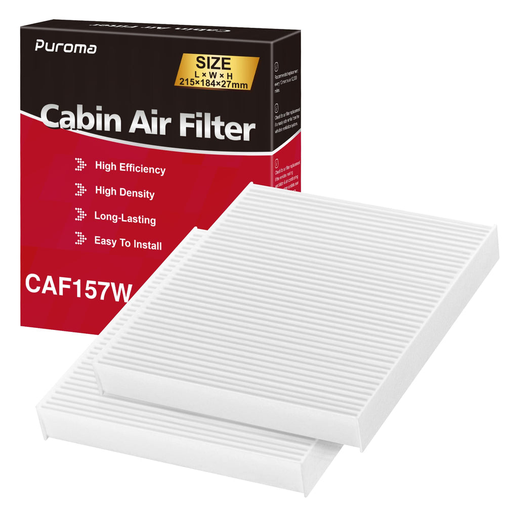 Puroma front packaging showing CP157 filter and fitment benefits