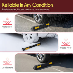 Pyle wheel stop installed on asphalt driveway increasing parking accuracy