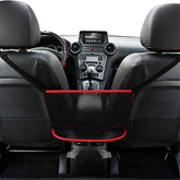 QBUC red front-mounted net pocket showing tidy console access and safer reach