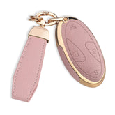 QBUC pink front view showing button layout and precise fit benefit