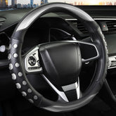 QCYP front view of gray steering wheel cover showing sleek styling and protection