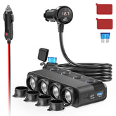 Qidoe front view splitter showing multiple ports and labels for organized charging
