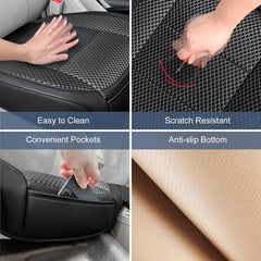 Qinlive front pocket detail for extra storage of phone and small items while driving