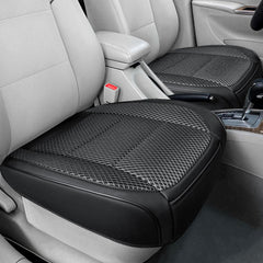 Qinlive front view of two black ventilated bottom seat covers showing clean fit and protection