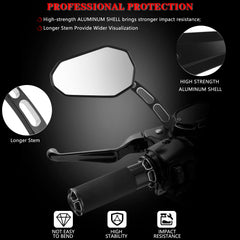 QIONGWEN mirrors mounted on handlebar demonstrating easy fit and road-ready angle