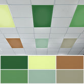 QOUBAI front view of six sage green magnetic light covers improving ceiling aesthetics