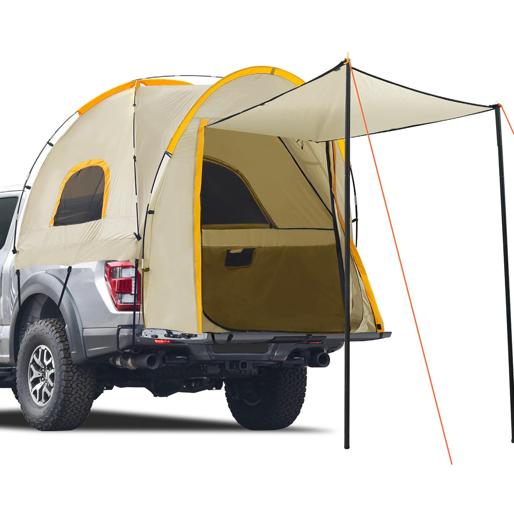 Qualencey front view tent mounted on truck showcasing full coverage and rain protection