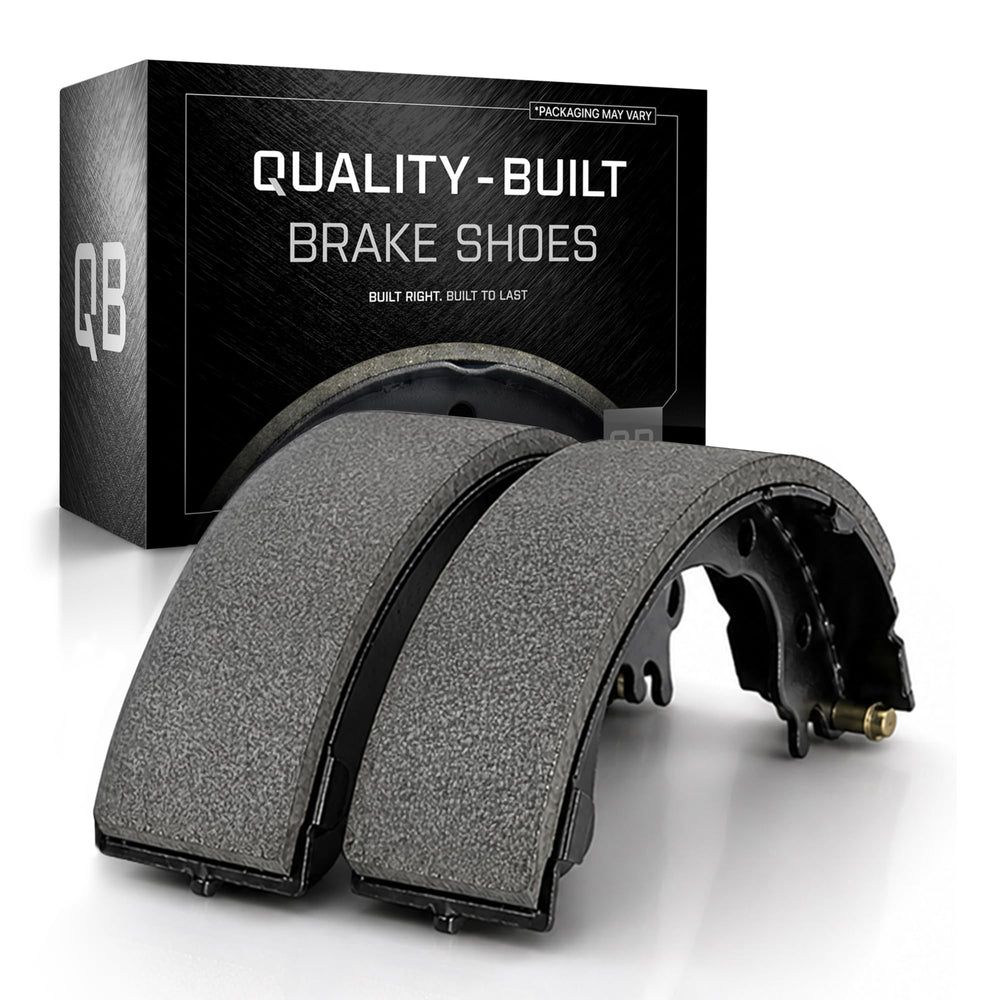 Quality-Built front view of rear brake shoes showing ready-to-install fit