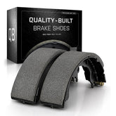 Quality-Built front view of rear brake shoes showing ready-to-install fit