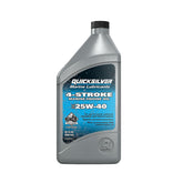 Quicksilver 25W-40 front label showing product name and quart size for easy identification and correct purchase