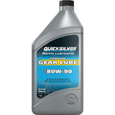 Quicksilver 80W-90 front bottle showing product and size benefit