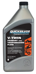 Quicksilver 8M0175742 front label showing product name and 1-quart bottle, clear benefits