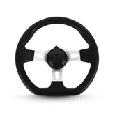 Quivorant front view steering wheel showing compact design and improved control