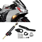 QWDRHen front view of steering damper showing sleek black finish and improved stability