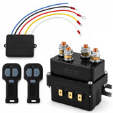 QWORK complete kit front view showing relay receiver and two remotes for easy control