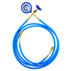 QWORK low-pressure gauge closeup clearly marked for R410a R22 R134a