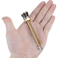 QWORK valve stem beside ruler showing 3.75 inch length for correct fitment
