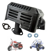 QYMOTO front view muffler showing compact design and improved durability