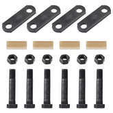 Racewill front view of kit showing straps bolts and bushings, clear component identification