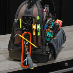Railer carabiner attached to belt loop for hands-free tool access benefit
