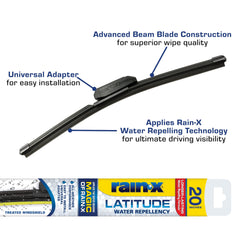 Rain-X blade beam profile close-up showing flexible edge for consistent windshield contact
