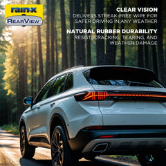 Rain-X blade installed on vehicle rear improving rear visibility