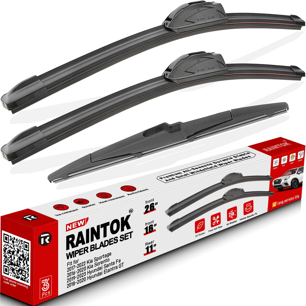 RAINTOK front packaging showing 26" 16" 11" set and compatibility details for clear shopping