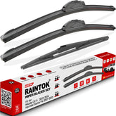 Raintok front-packaging for CX-5 three-blade kit, shows clear fitment benefits