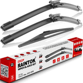 Raintok full 3-piece wiper set packaging showing sizes and fit for easy purchase